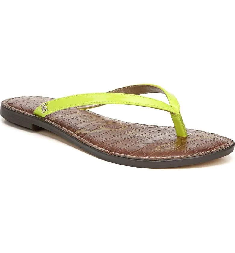Sam Edelman Gracie Thong Slip On Slide Flat Sandals NEON YELLOW (8.5, NEON YELLOW)