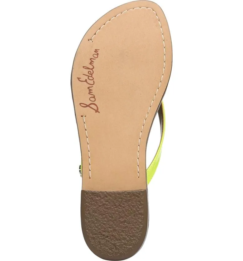 Sam Edelman Gracie Thong Slip On Slide Flat Sandals NEON YELLOW (8.5, NEON YELLOW)