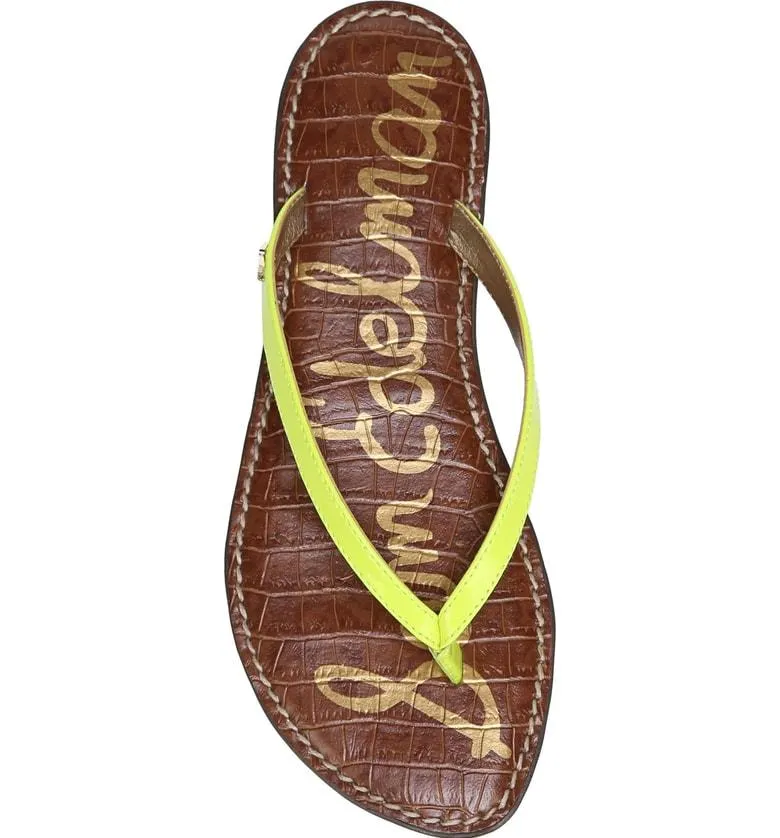 Sam Edelman Gracie Thong Slip On Slide Flat Sandals NEON YELLOW (8.5, NEON YELLOW)