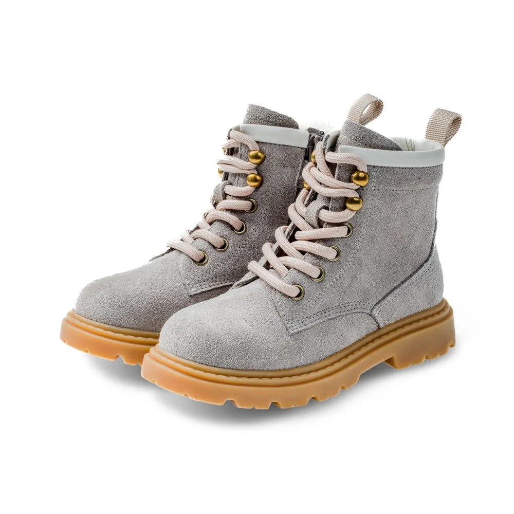 Side Zip Kids Suede Trucker Boots