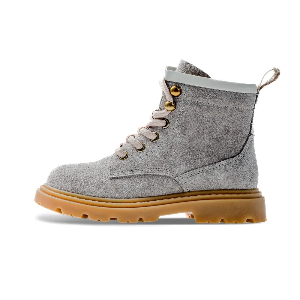Side Zip Kids Suede Trucker Boots