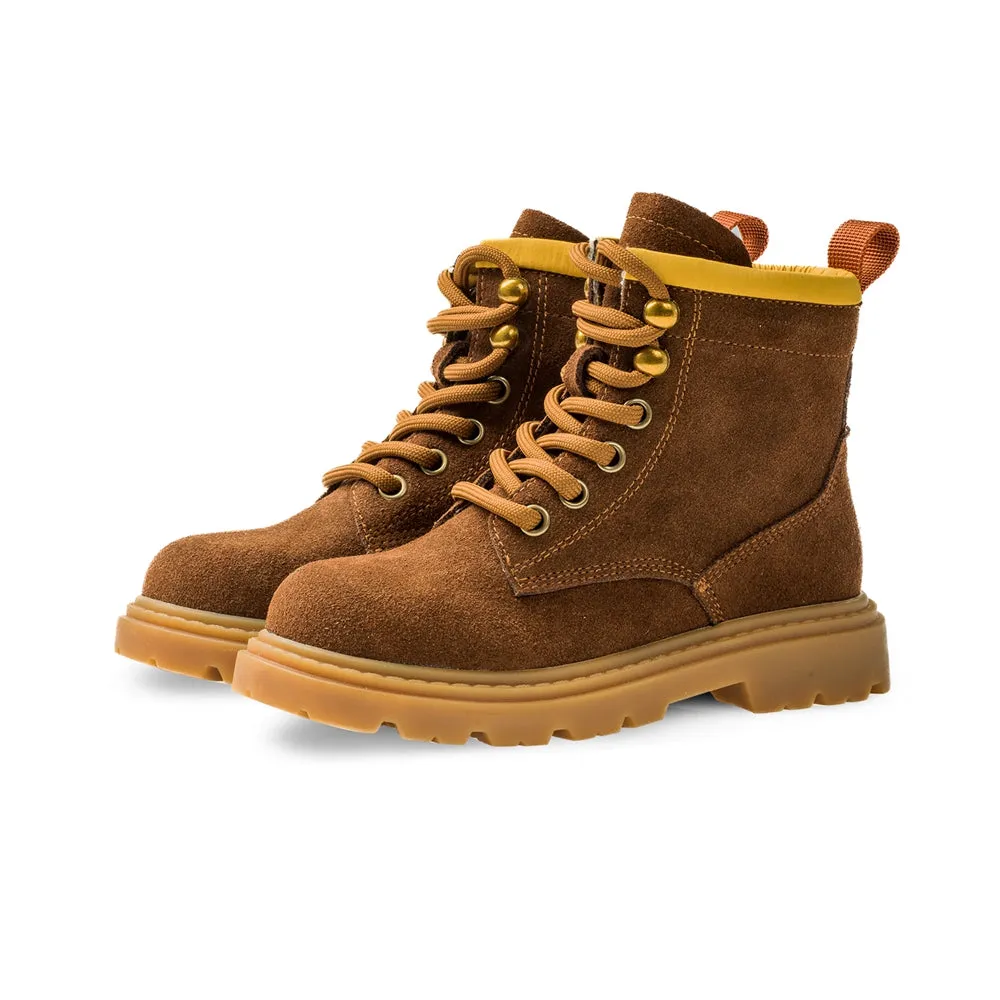 Side Zip Kids Suede Trucker Boots