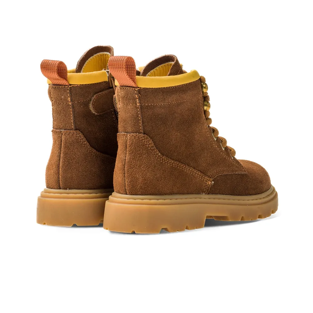 Side Zip Kids Suede Trucker Boots