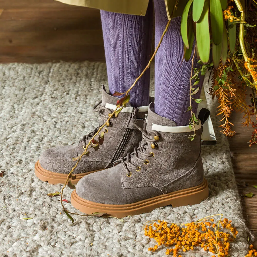 Side Zip Kids Suede Trucker Boots