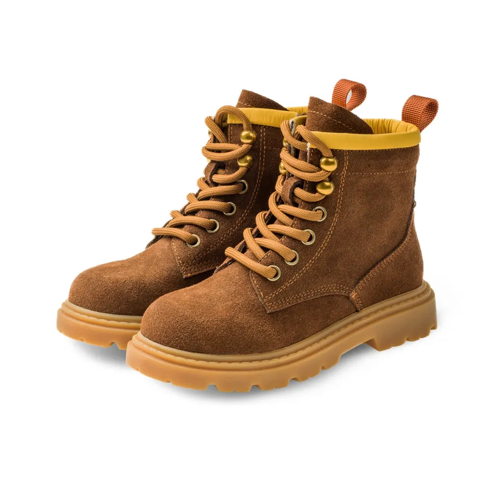 Side Zip Kids Suede Trucker Boots