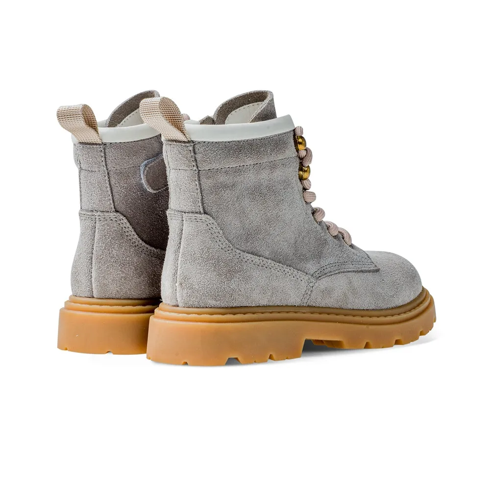 Side Zip Kids Suede Trucker Boots