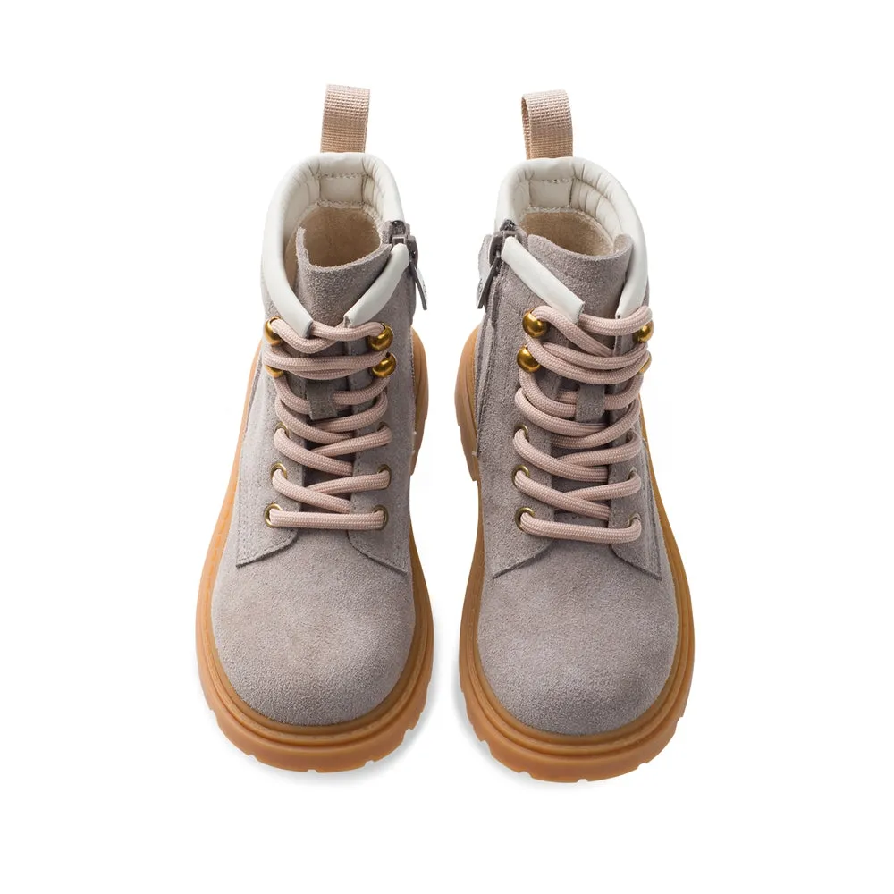 Side Zip Kids Suede Trucker Boots