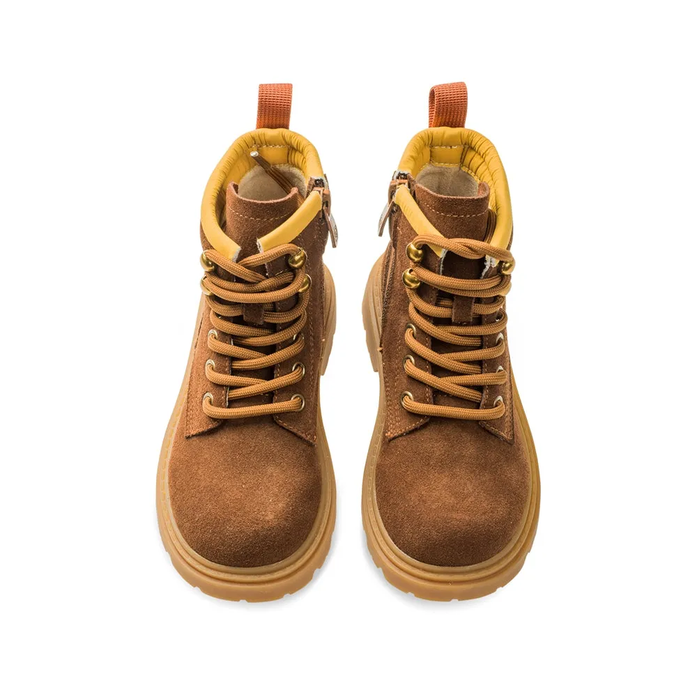 Side Zip Kids Suede Trucker Boots