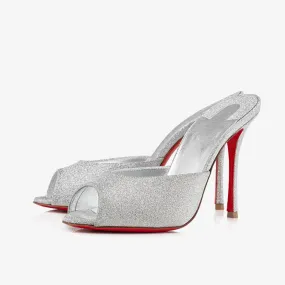 Silver Glitter Leather Stiletto