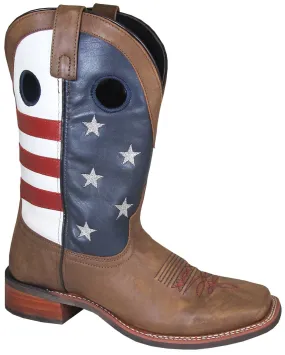 Smoky Mountain Mens Stars And Stripes Vintage Brown Leather Cowboy Boots 8.5 D