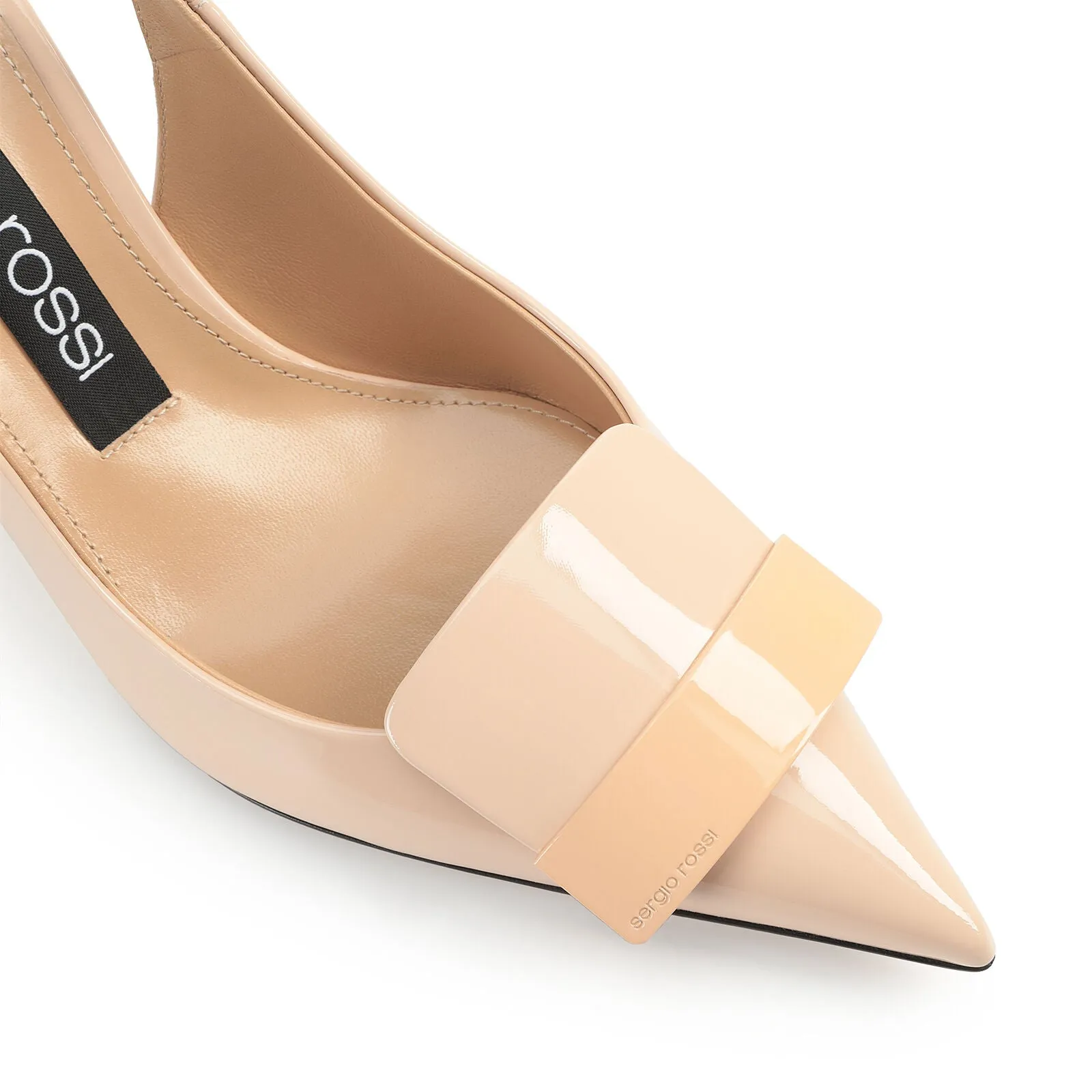 Sr1 Ivory Patent Slingback Pump