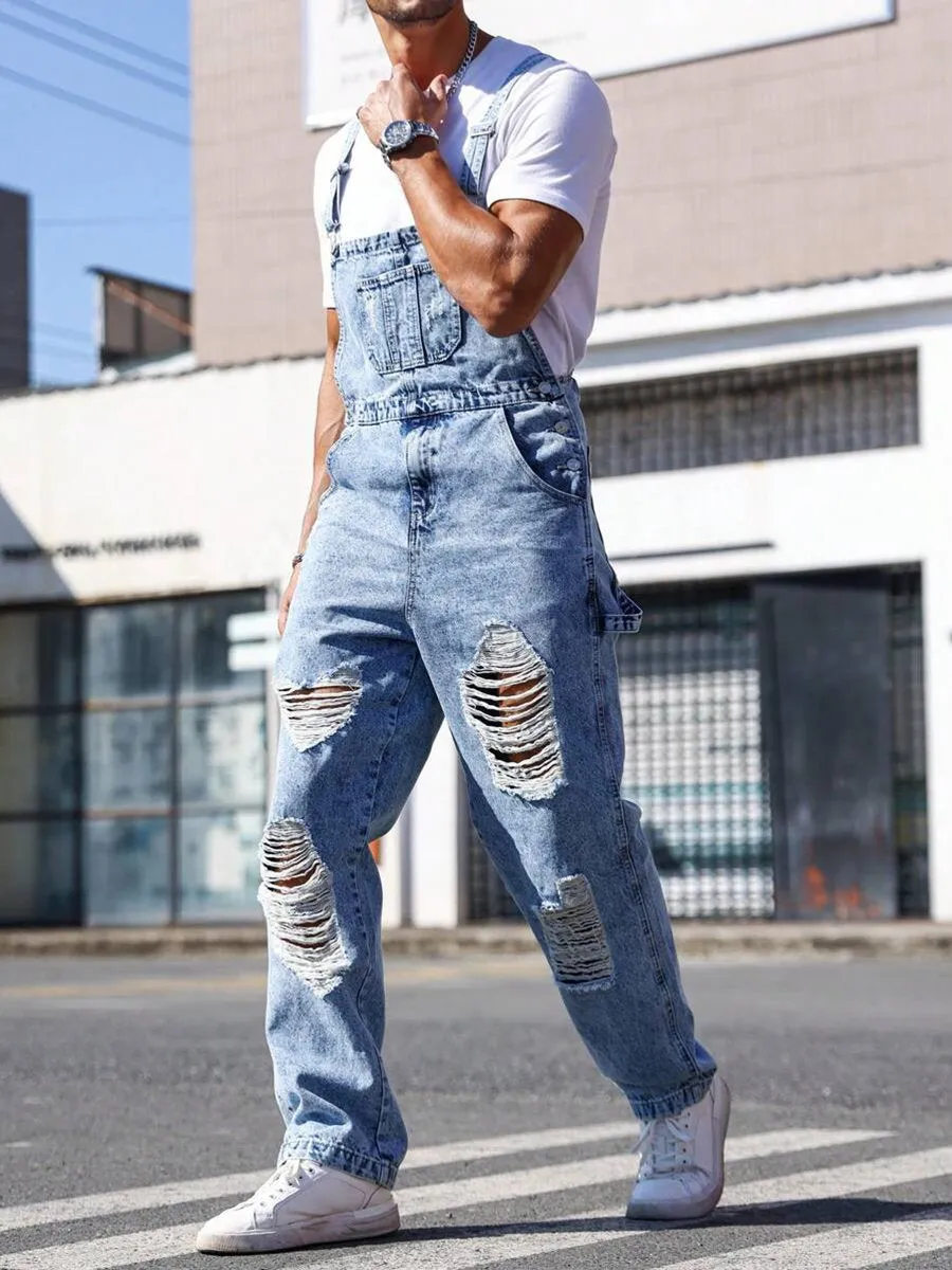 Stylish Ripped Denim Jumpsuit
