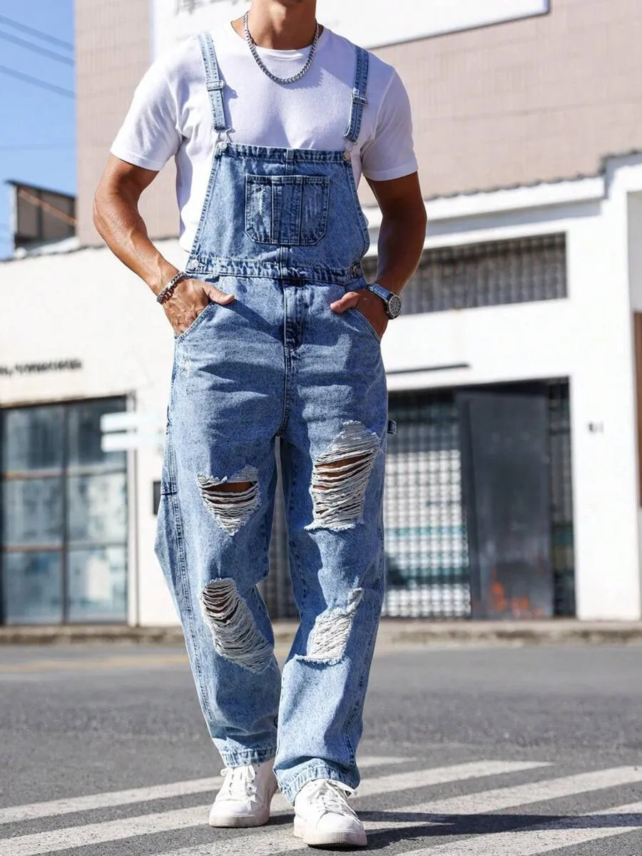 Stylish Ripped Denim Jumpsuit