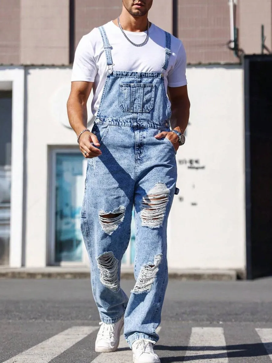 Stylish Ripped Denim Jumpsuit