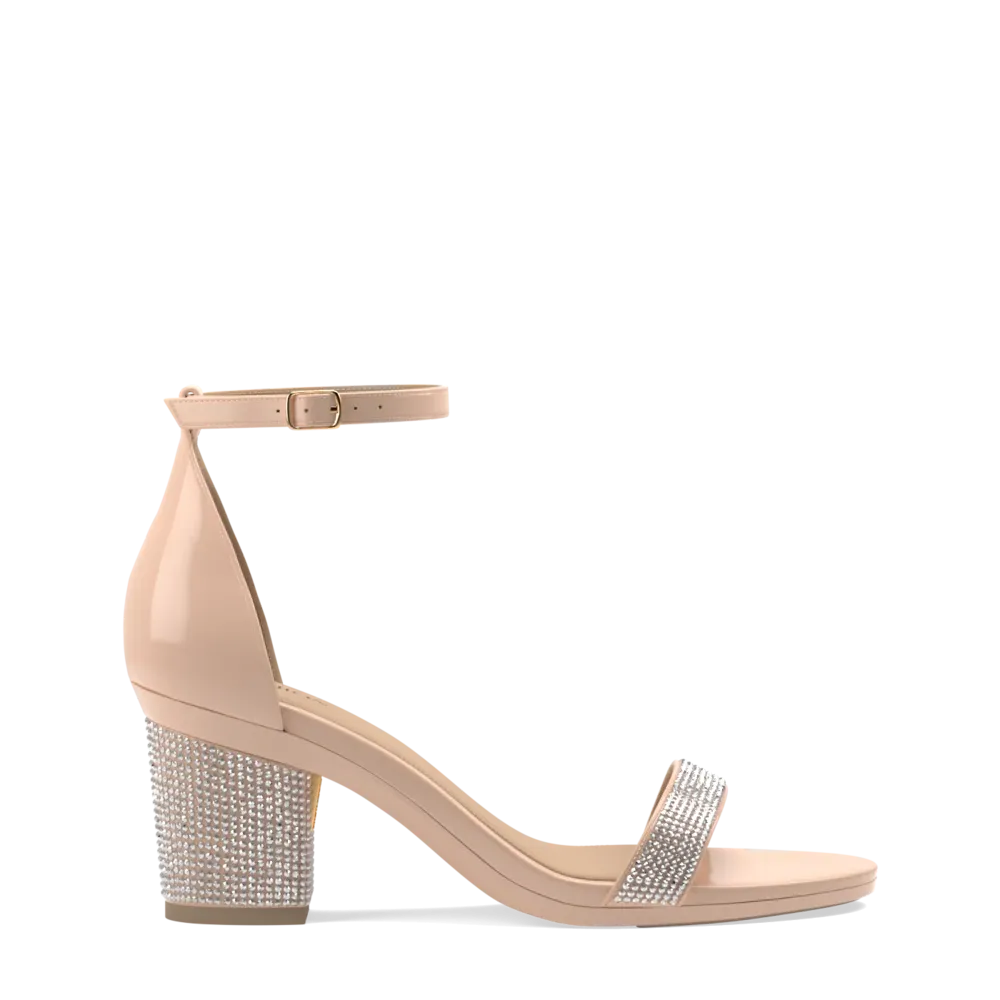 The Pashionista - Sand Patent Rhinestone   Block Heel Kit 3 Sand Rhinestone