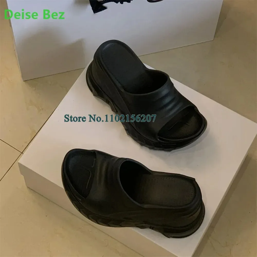 Thick Sole Non Slip Beach Slippers Solid Comfortable Wedges