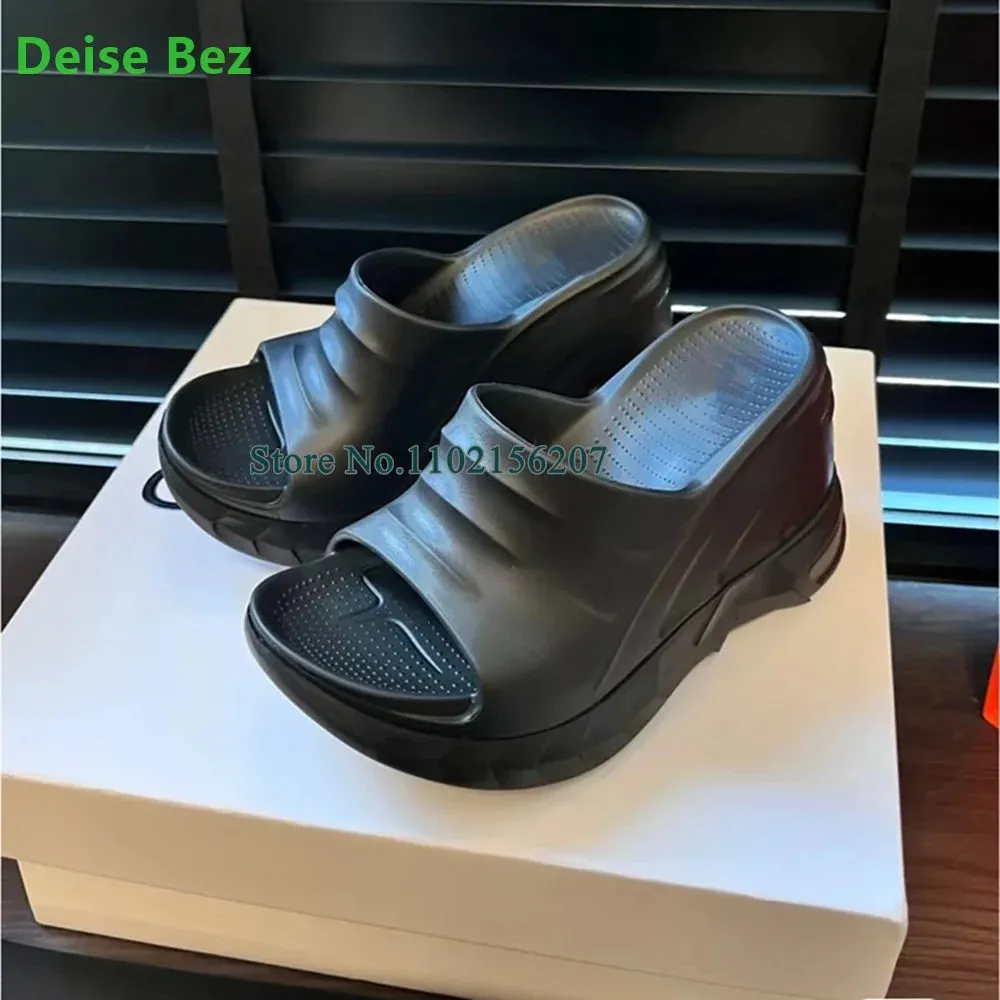 Thick Sole Non Slip Beach Slippers Solid Comfortable Wedges