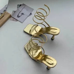 Thin Straps Low Heel Sandal Shoes