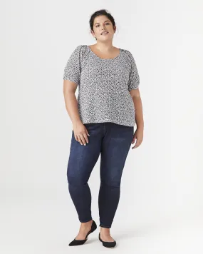 Victoria Puff-Sleeve Top | White / Black