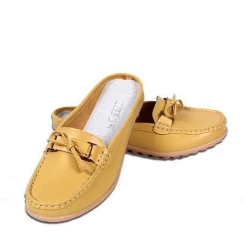 Women Casual Soft Leather Slip-ons Bowknot Chic Flat Loafers
