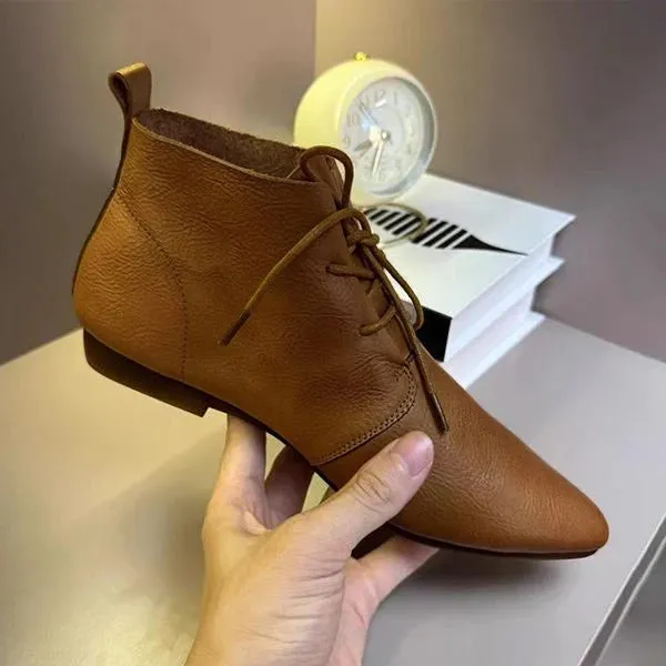 Women's Stylish Elegant Lace-Up Pointed Toe Short Boots 45270556S